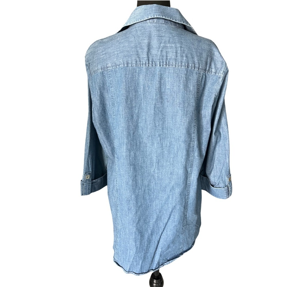 Anne Klein Blue Denim Blouse - Picture 3 of 4